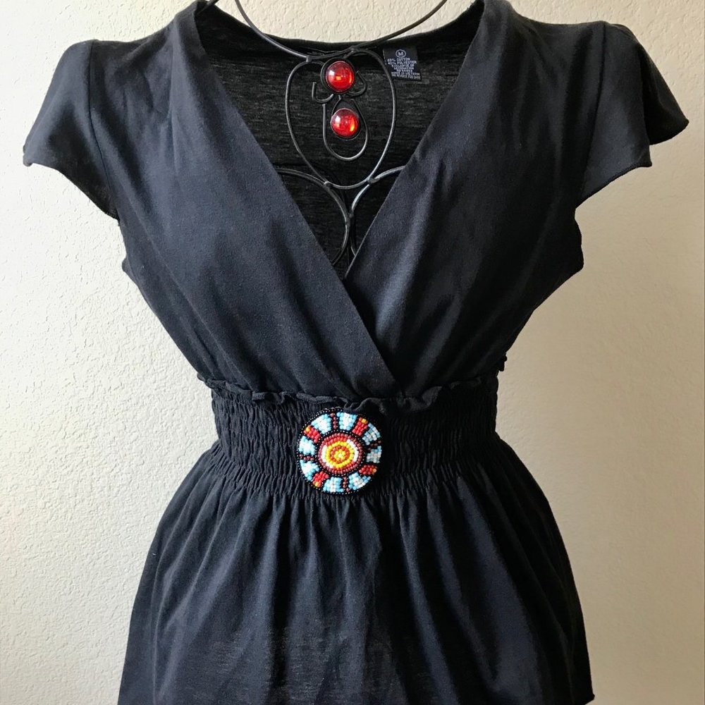 Jou Jou Black Top with Beading